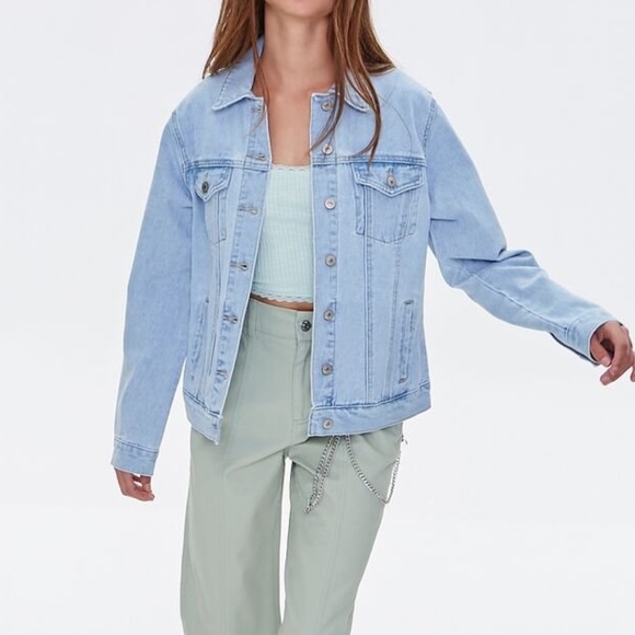 Forever 21 Embroidered Light Denim Jacket - Picture 2 of 6